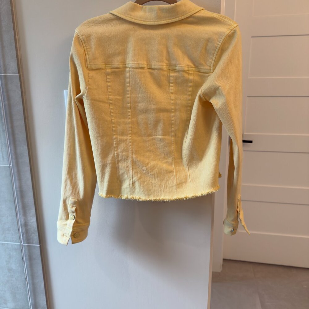 Ecru yellow denim jacket frayed hem Size S - Picture 2 of 2